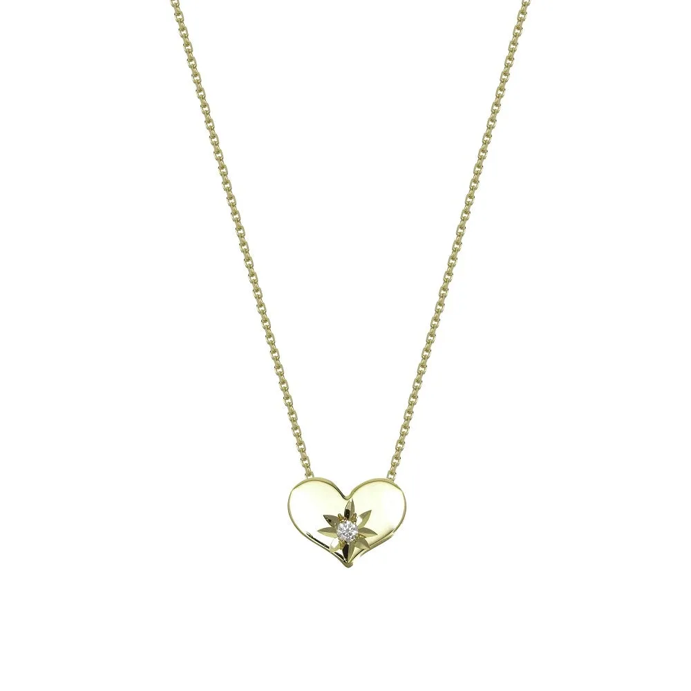 14K Diamond Set Heart Necklace