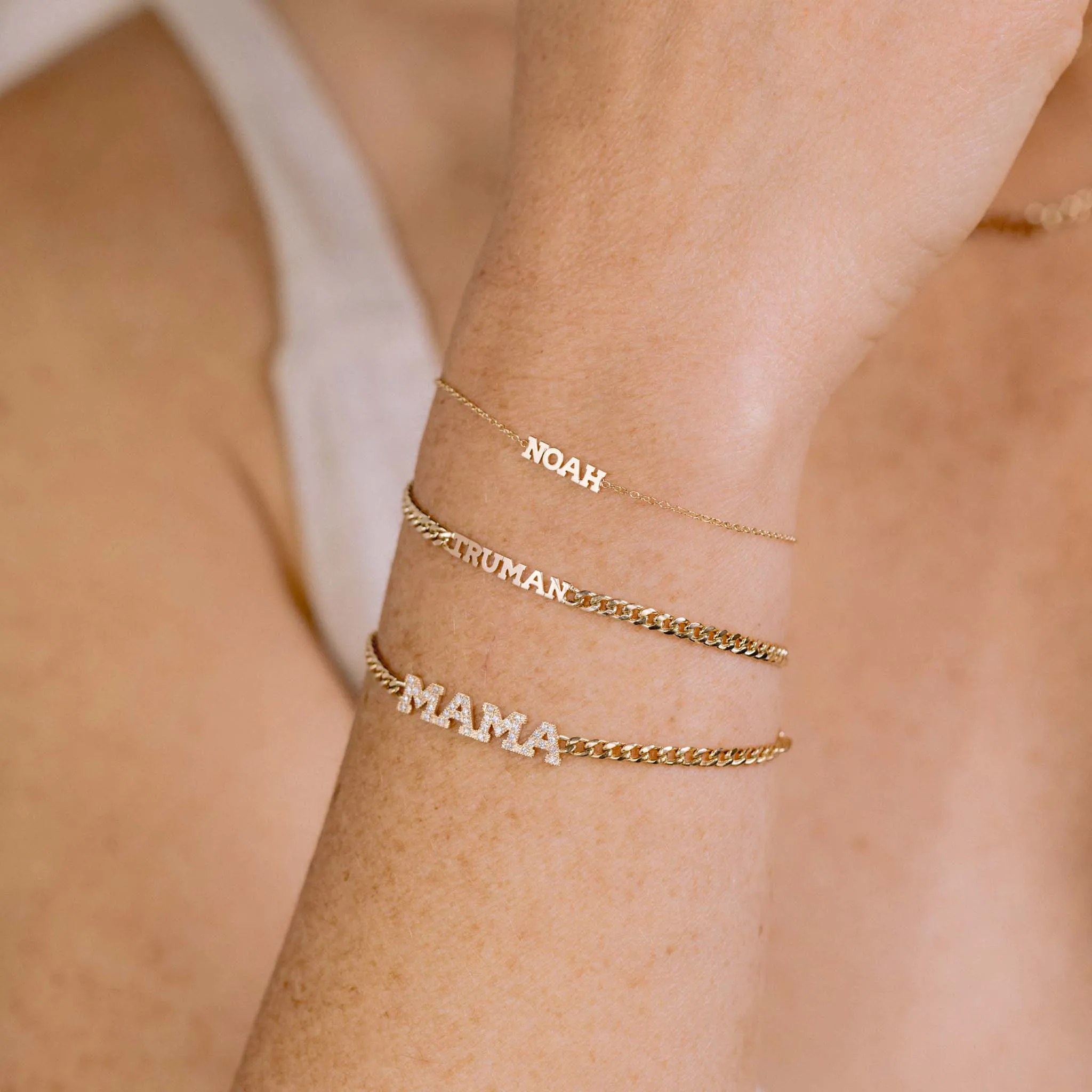 14k Gold Custom Itty Bitty Letters Bracelet