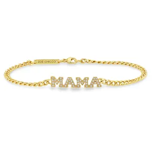 14k Pavé Diamond 4 Letter Small Curb Chain Bracelet