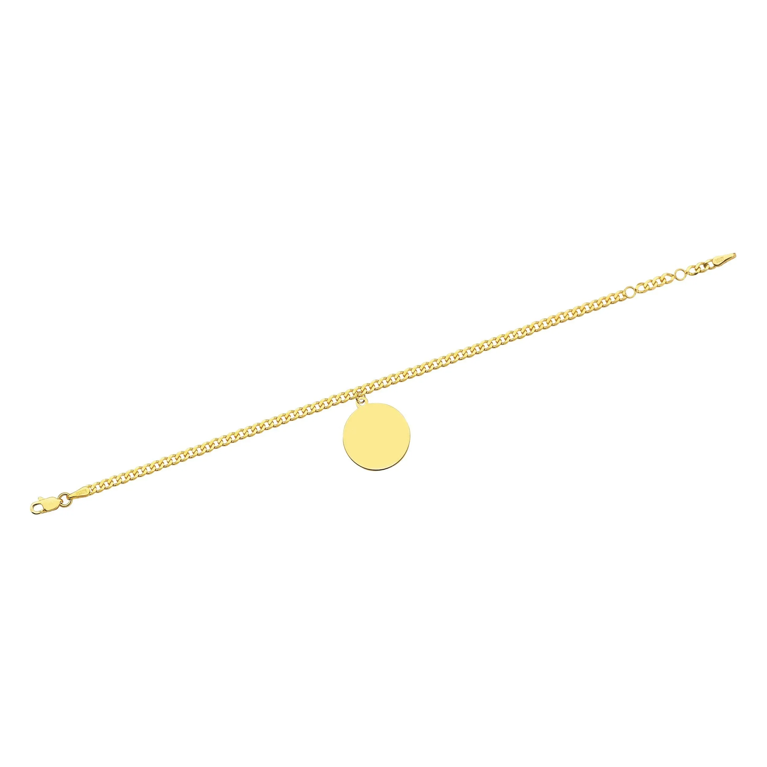 14k Yellow Gold Engravable Disk Bracelet