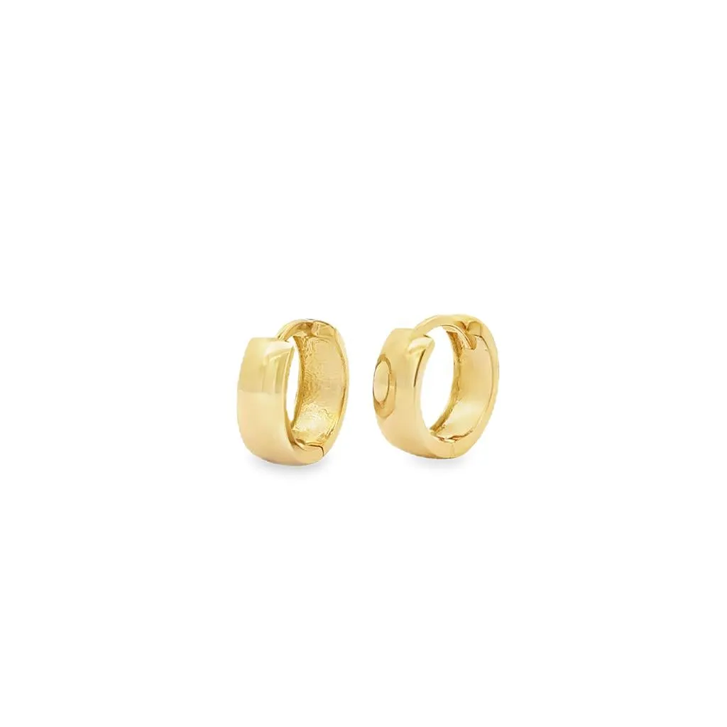 14K Yellow Gold Huggie Earrings | 11mm Length | 4mm Wide