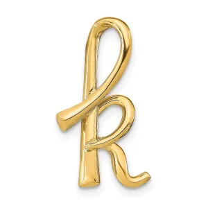 14k Yellow Gold Script Design Large Letter K Initial Slide Pendant