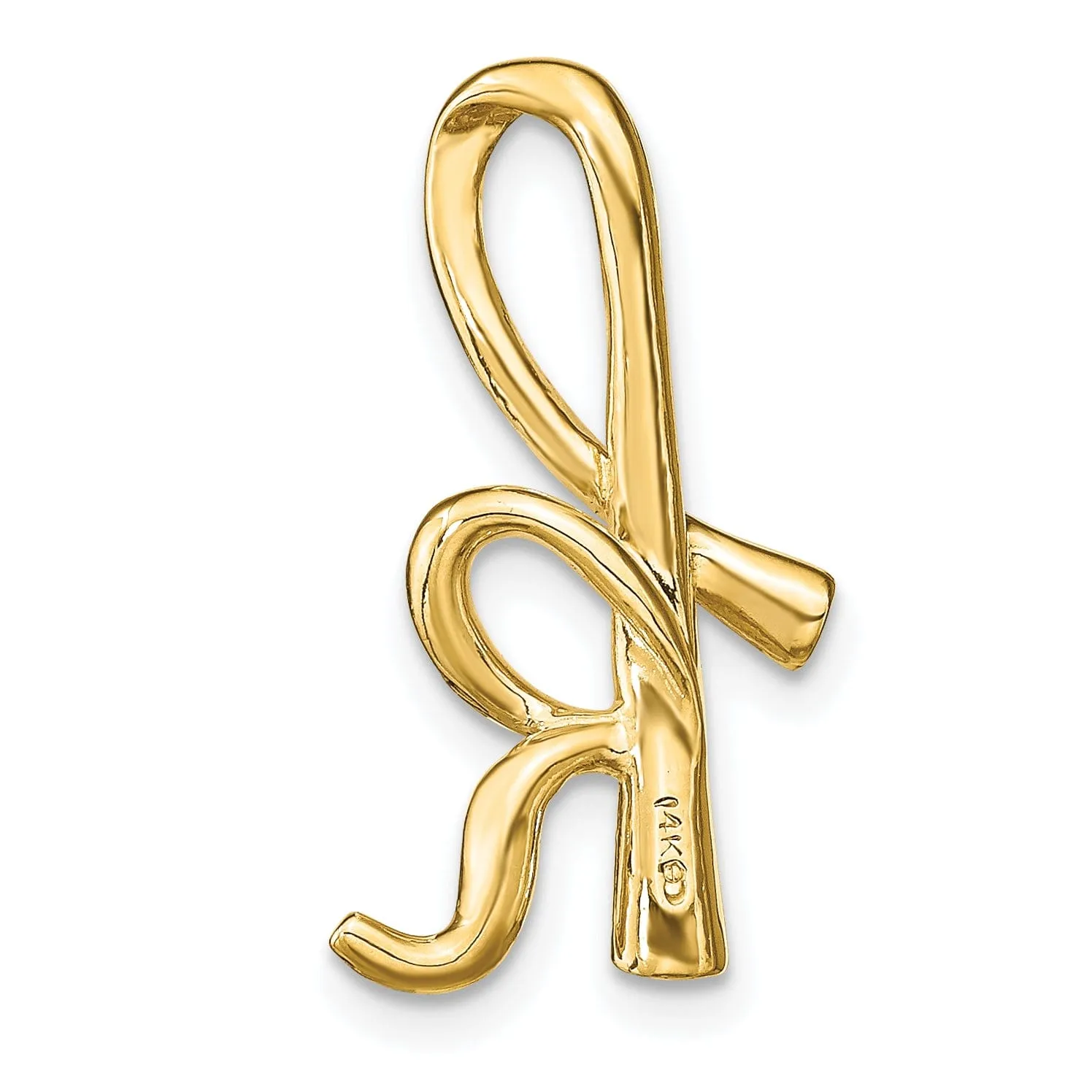 14k Yellow Gold Script Design Large Letter K Initial Slide Pendant