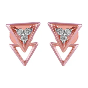 14KT (585) Rose Gold & Diamond Inverted triangle Stud Earrings