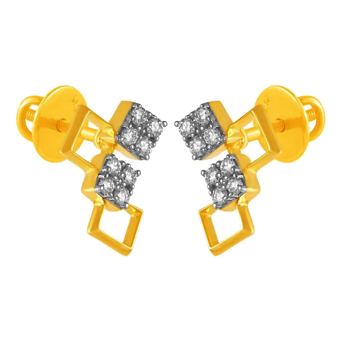 14KT (585) Yellow Gold & Diamond Stud Earrings