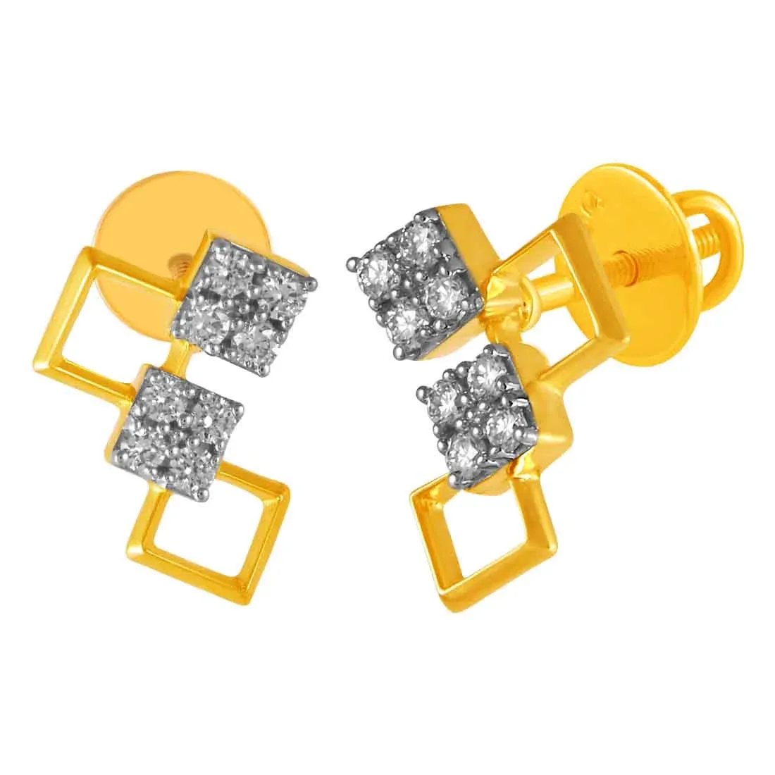 14KT (585) Yellow Gold & Diamond Stud Earrings