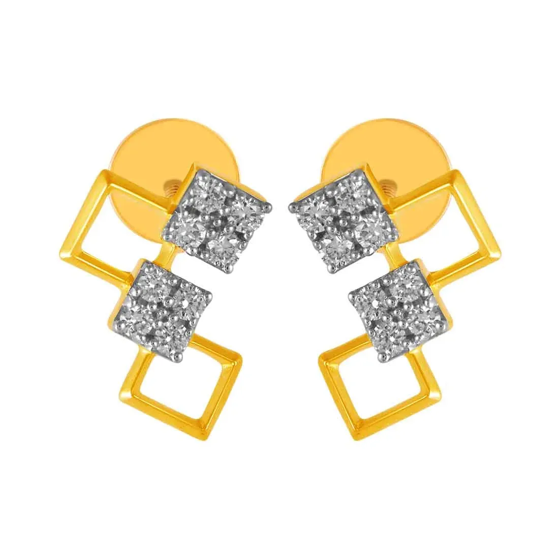 14KT (585) Yellow Gold & Diamond Stud Earrings