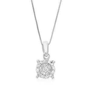 1/8 cttw Lab Grown Diamond Circle Pendant Necklace .925 Sterling Silver 1/4 Inch With 18 Inch Chain