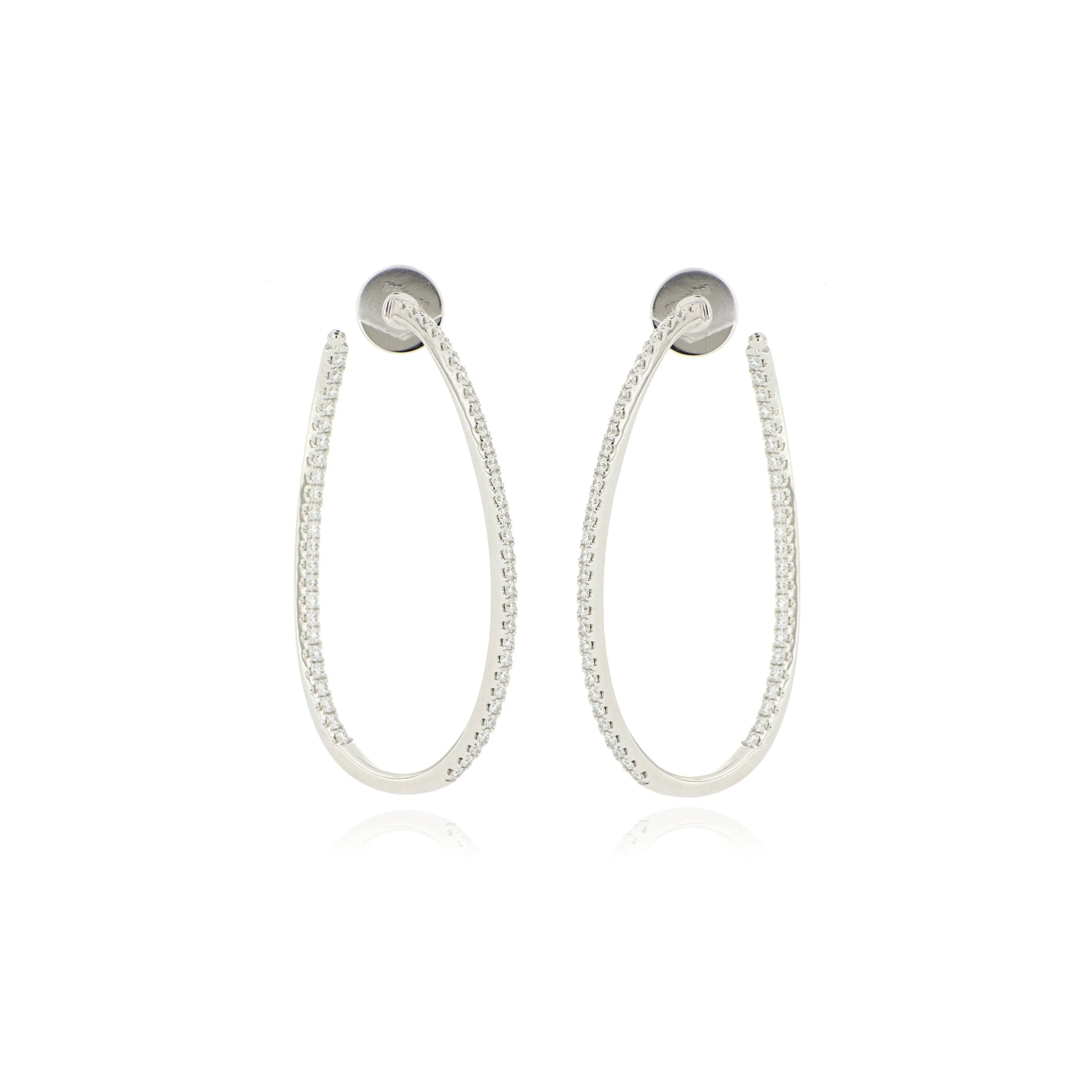 18k White Gold Oval Twist Diamond Earrings