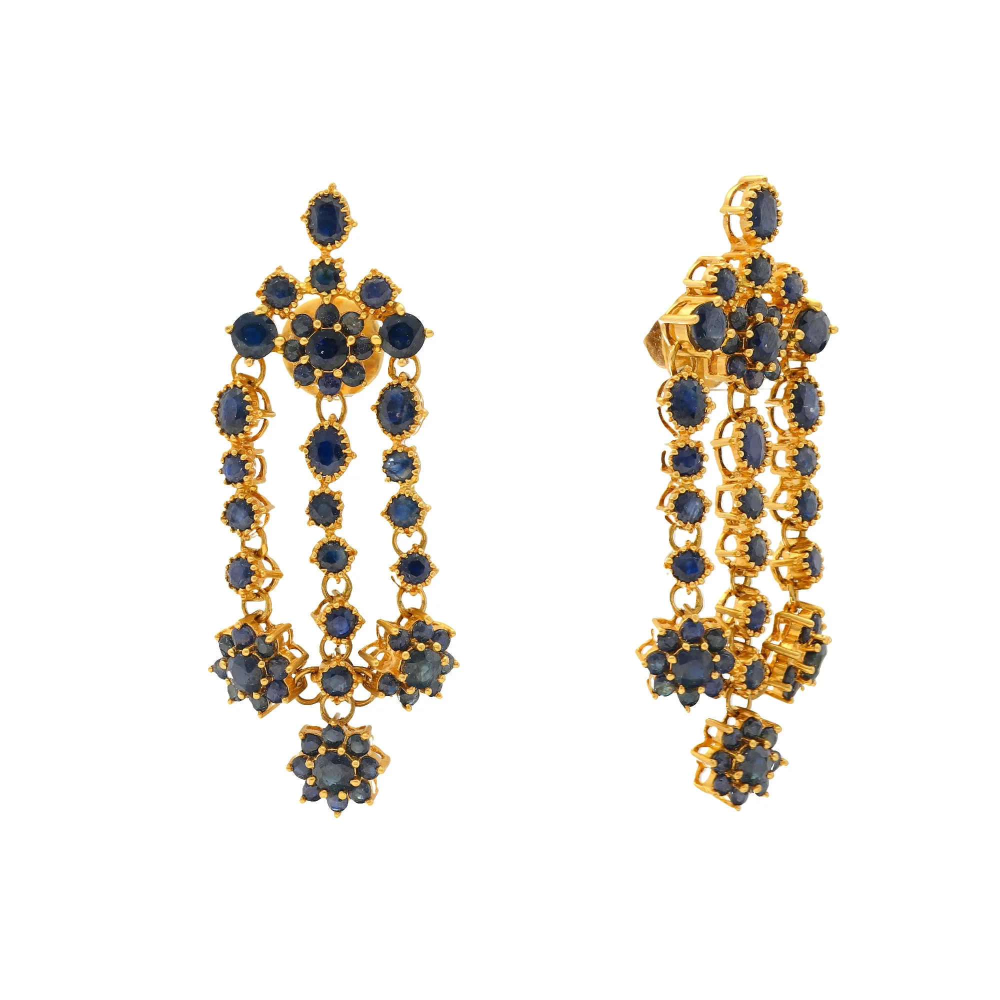 22K Yellow Gold & Sapphire Earrings (22.4gm)