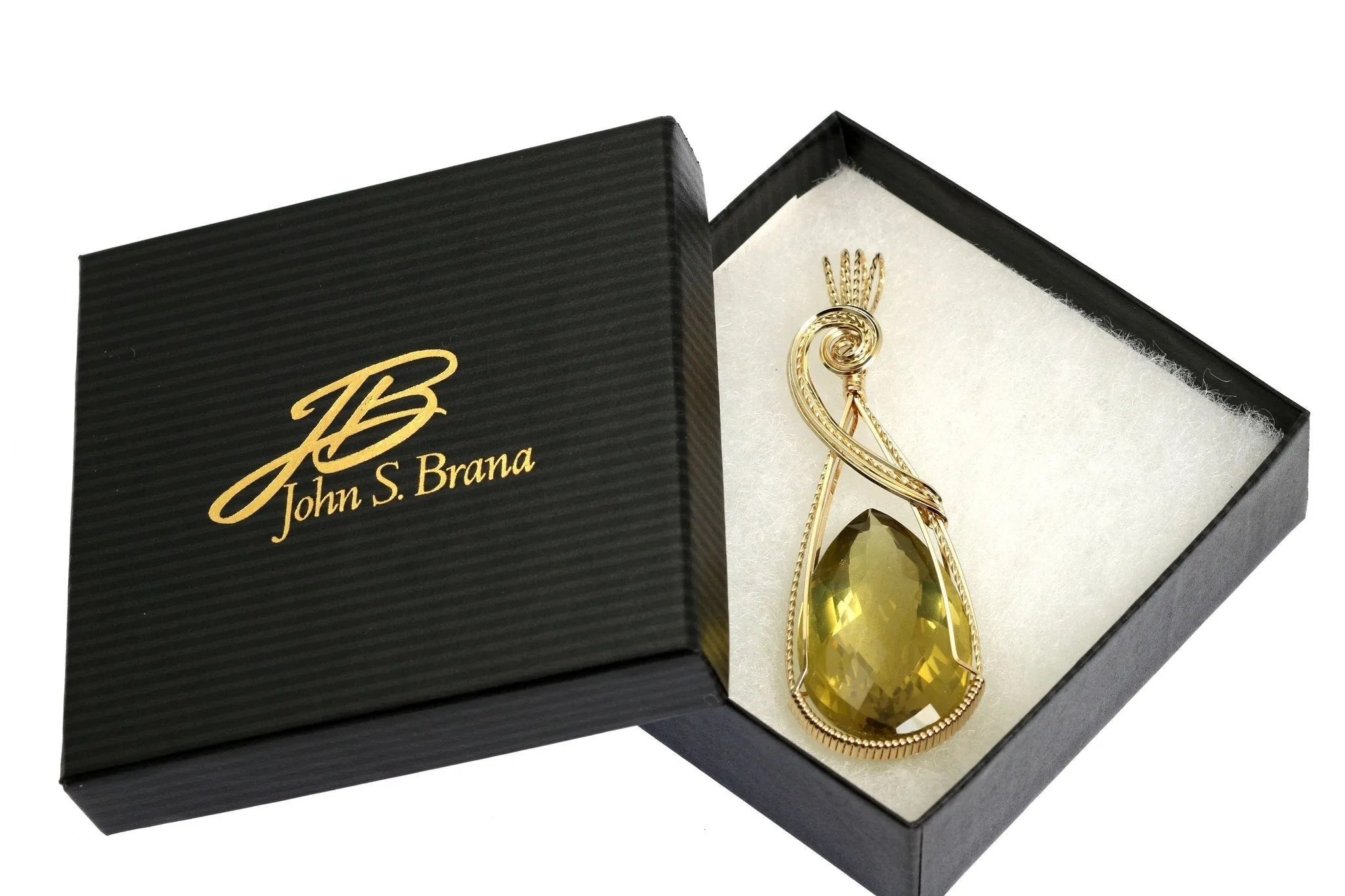 84.5 CT Green Gold Quartz 14K Gold-filled Wire Wrapped Pendant