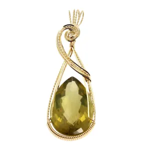 84.5 CT Green Gold Quartz 14K Gold-filled Wire Wrapped Pendant