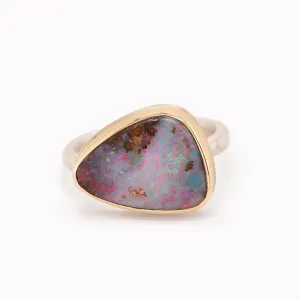 Asymmetrical Boulder Opal Statement Ring