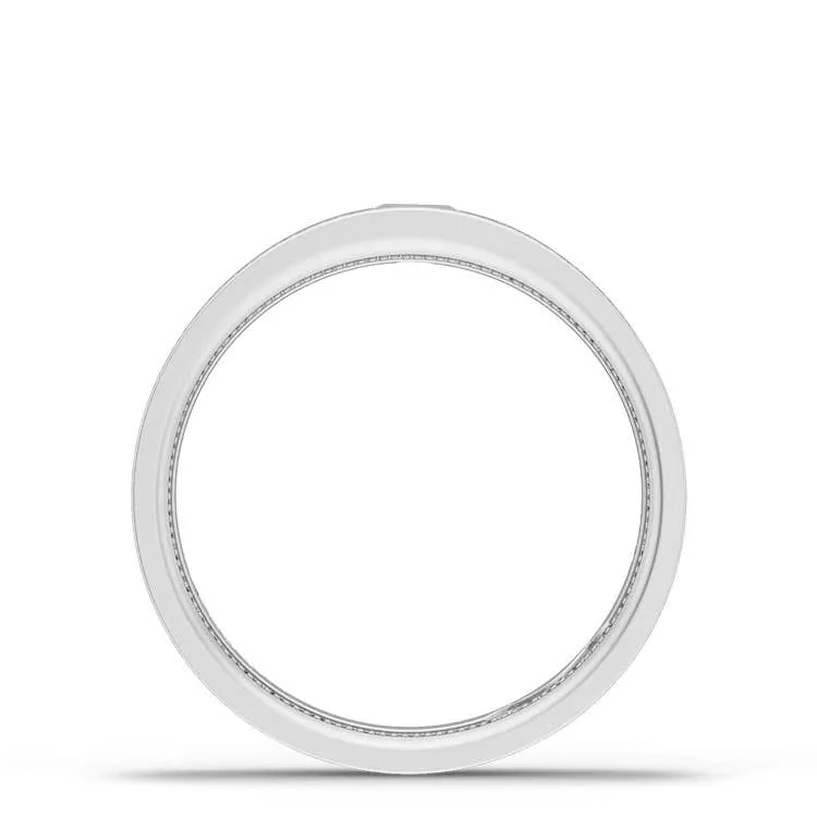 Bezel Set Diamond Wedding Band in Brushed Finish