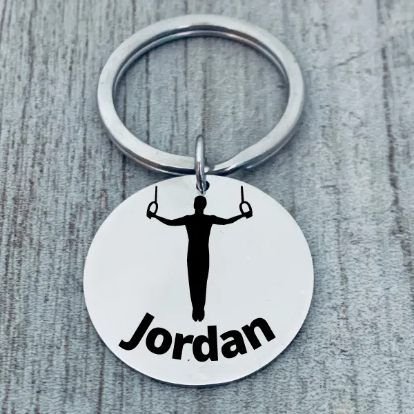 Boys Personalized Engraved Gymnastics Keychain