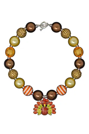 Brown & Gold Turkey Bubblegum Necklace