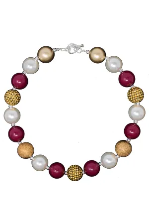 Burgundy & Gold Bubblegum Necklace