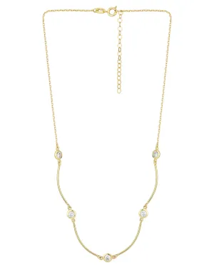 Carlton London 18Kt Gold Plated With Curve Bar Minimal Necklace