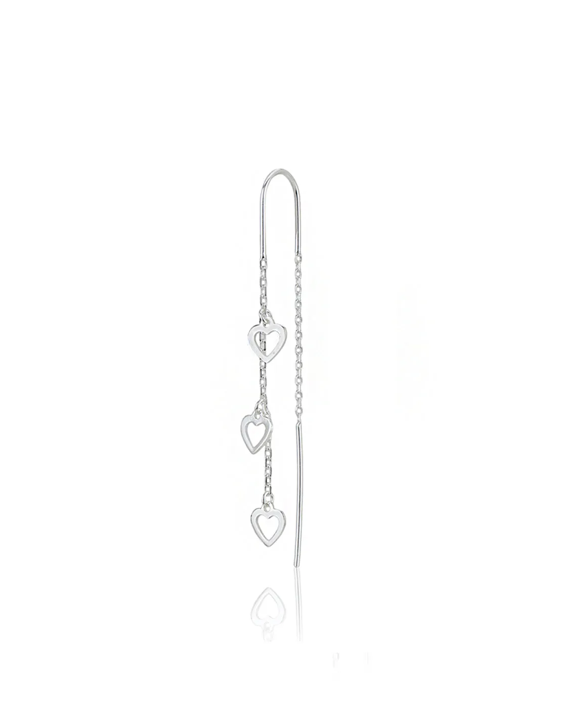 Carlton London Rhodium Plated Minimal Threader Earrings With Hearts