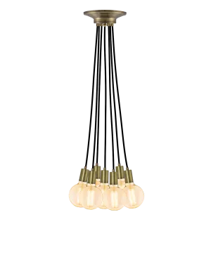 Cluster Chandelier - Even: Black and Antique Brass