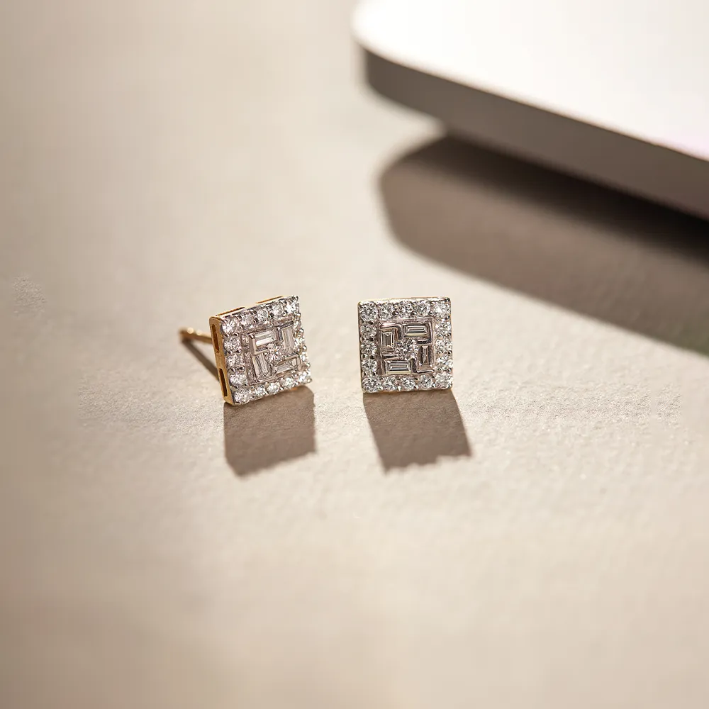 Cluster Square Diamond Studs