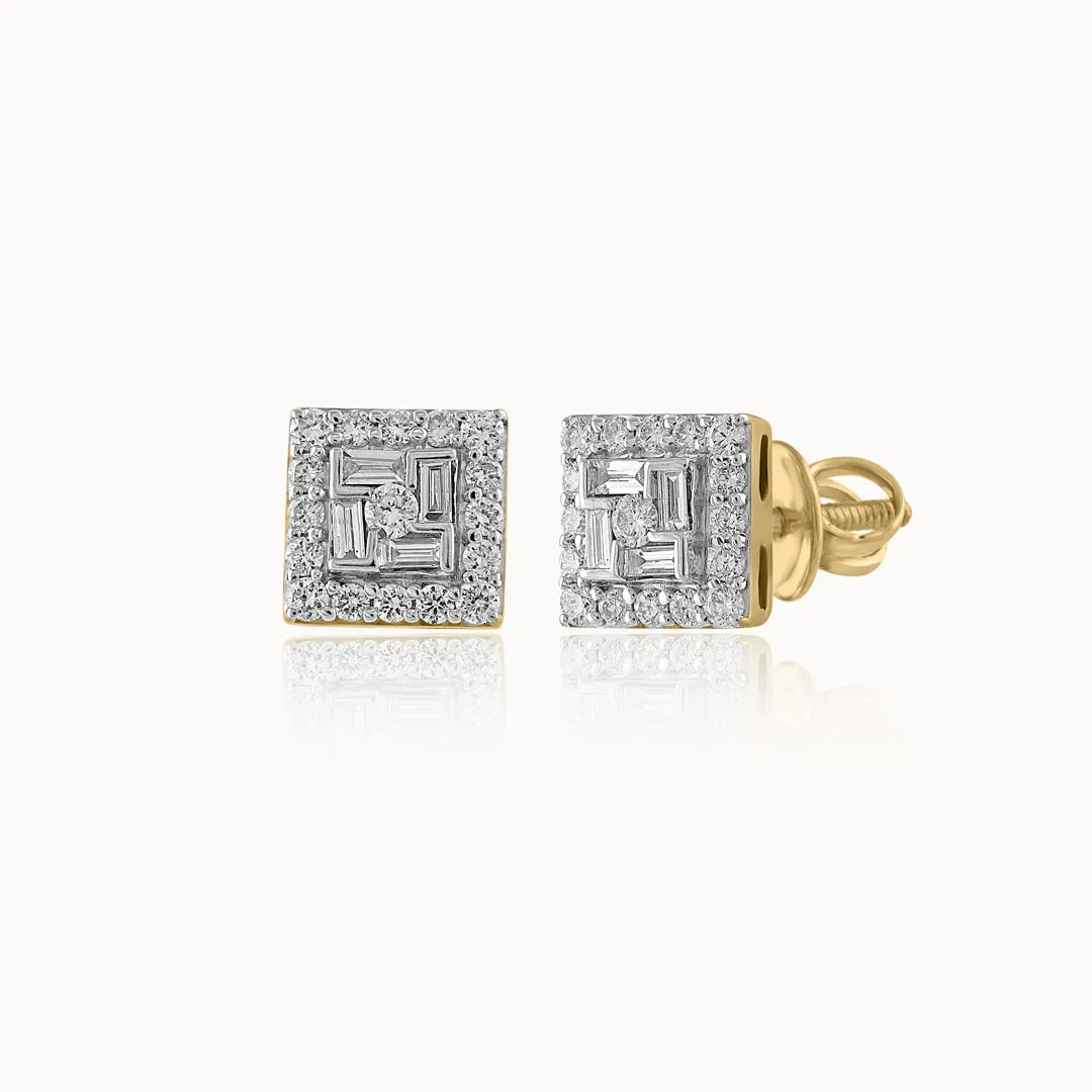 Cluster Square Diamond Studs