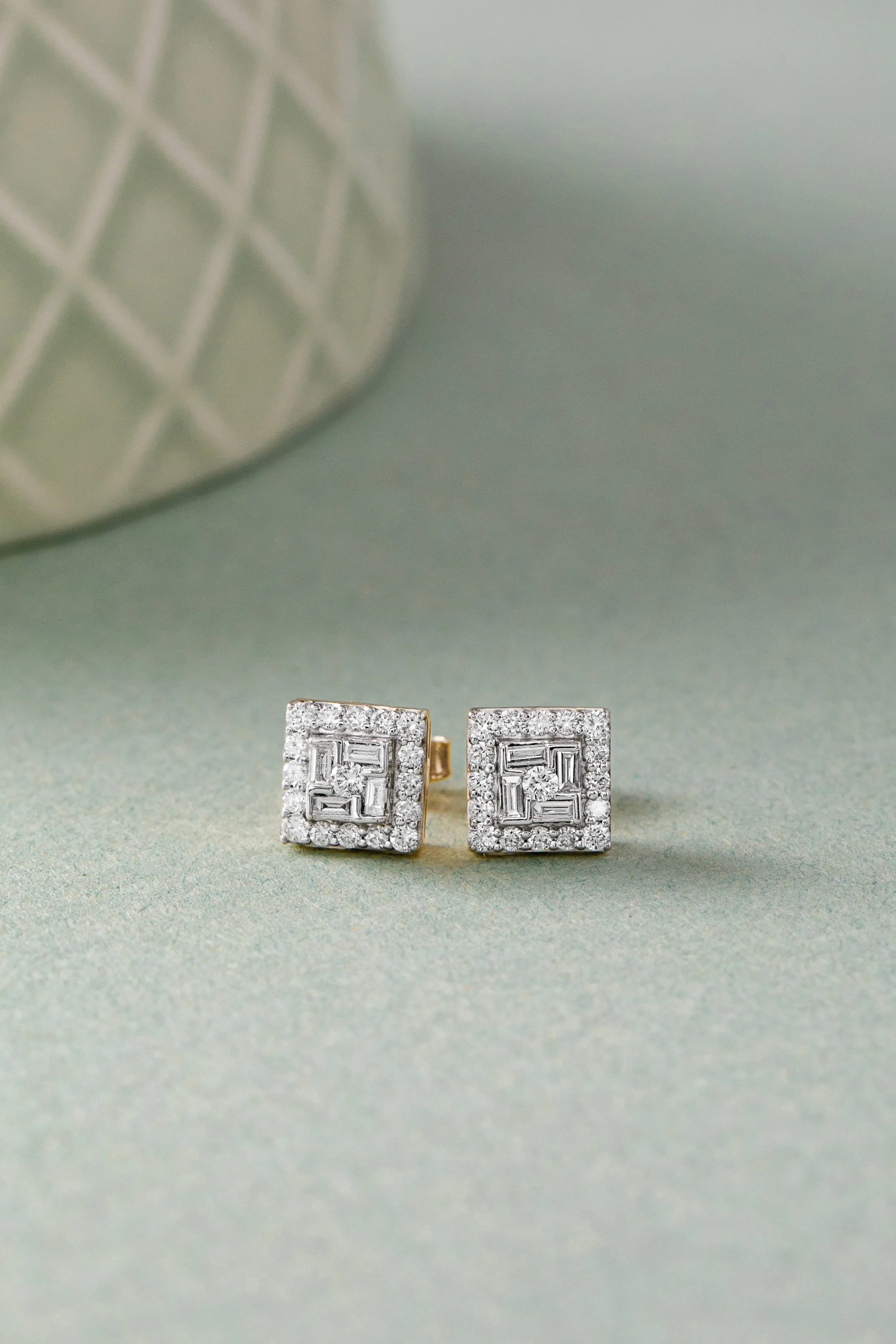 Cluster Square Diamond Studs