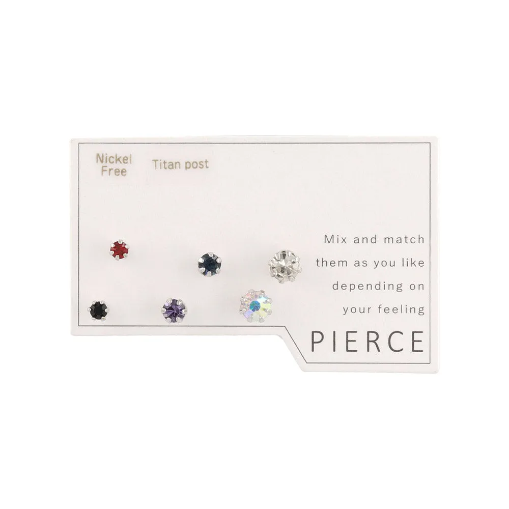 Color Stone Stud Earring Set