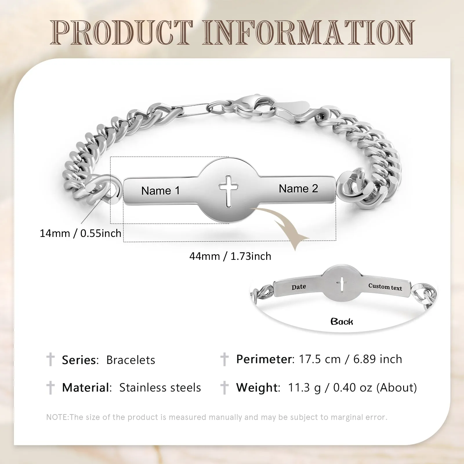 Custom Name Text Heart Shape Couple Bracelet