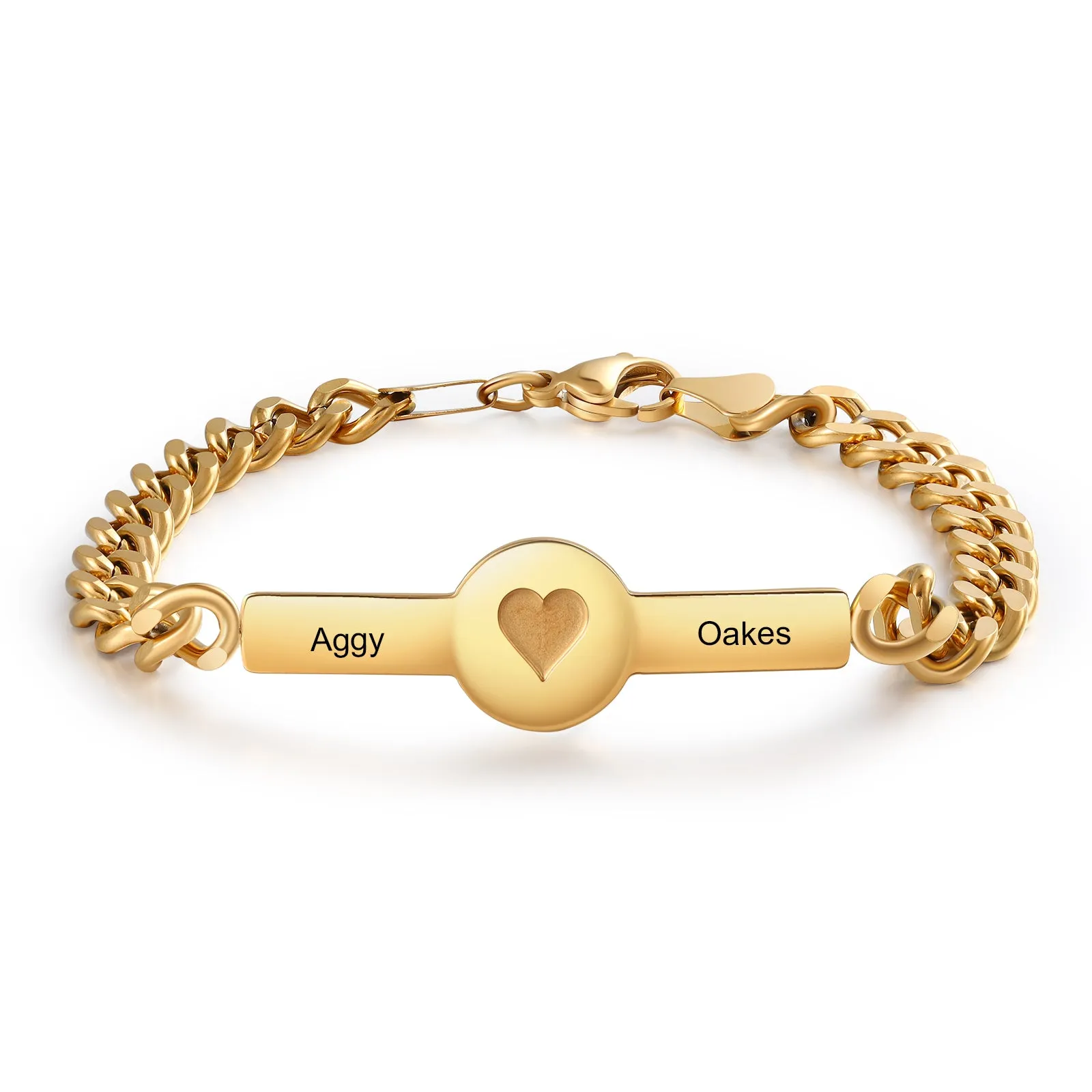 Custom Name Text Heart Shape Couple Bracelet