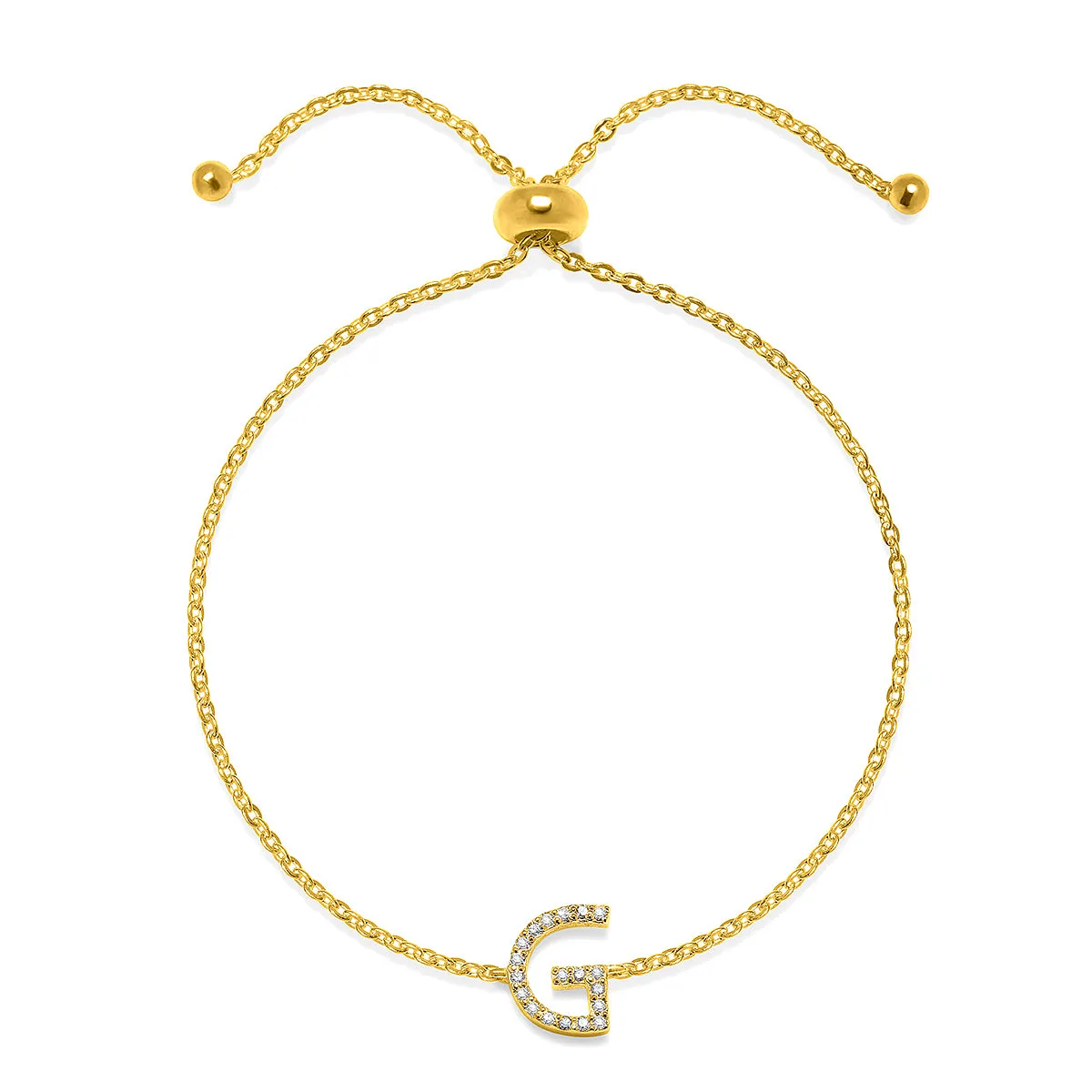 Diamond Initial Bracelet Gold