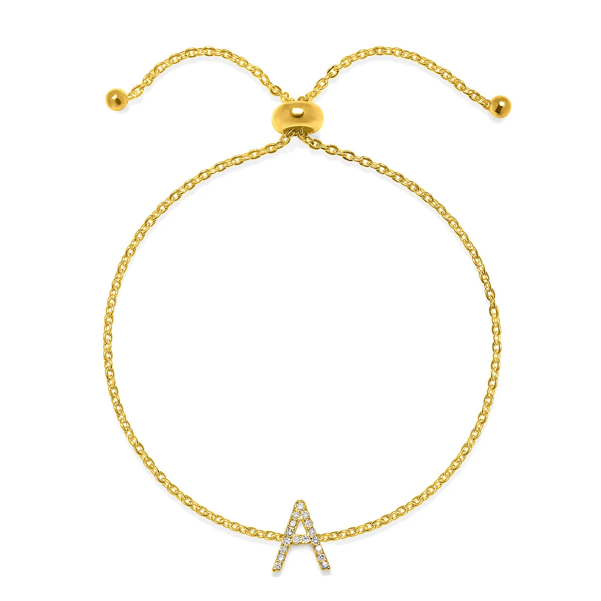 Diamond Initial Bracelet Gold