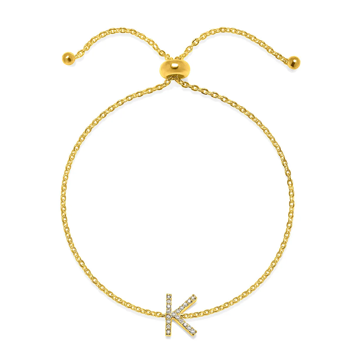 Diamond Initial Bracelet Gold