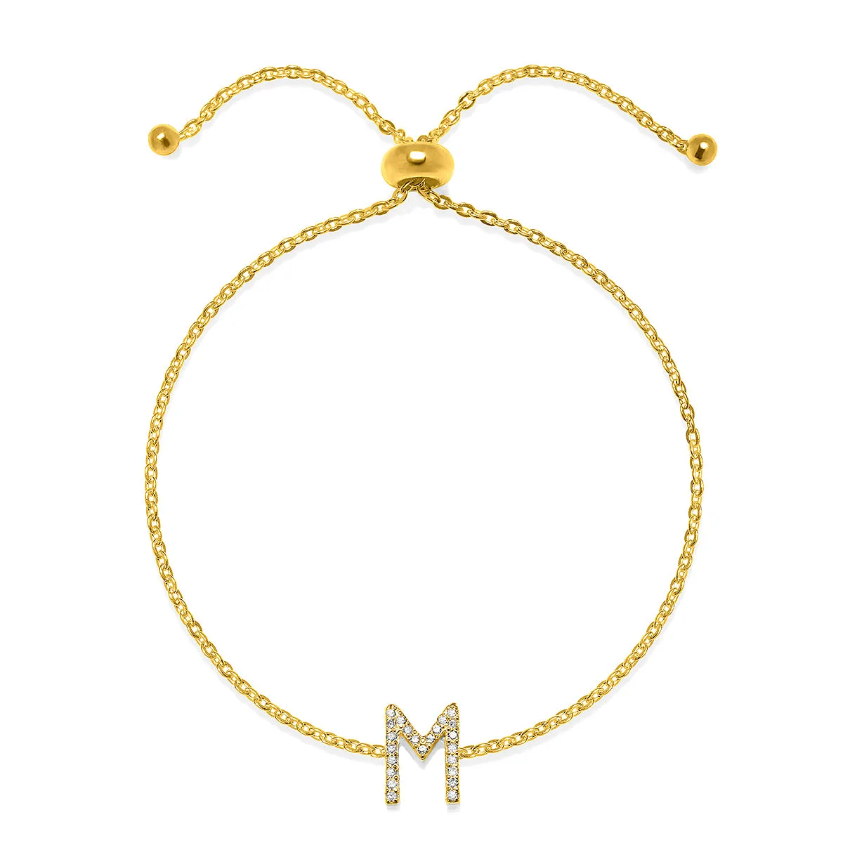 Diamond Initial Bracelet Gold