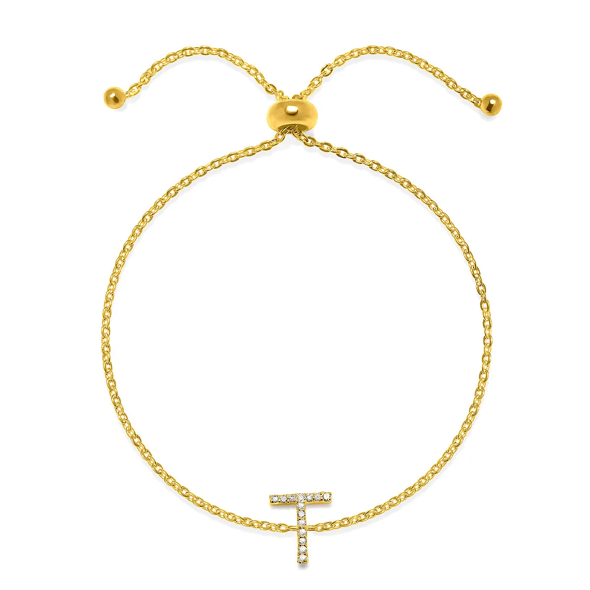 Diamond Initial Bracelet Gold