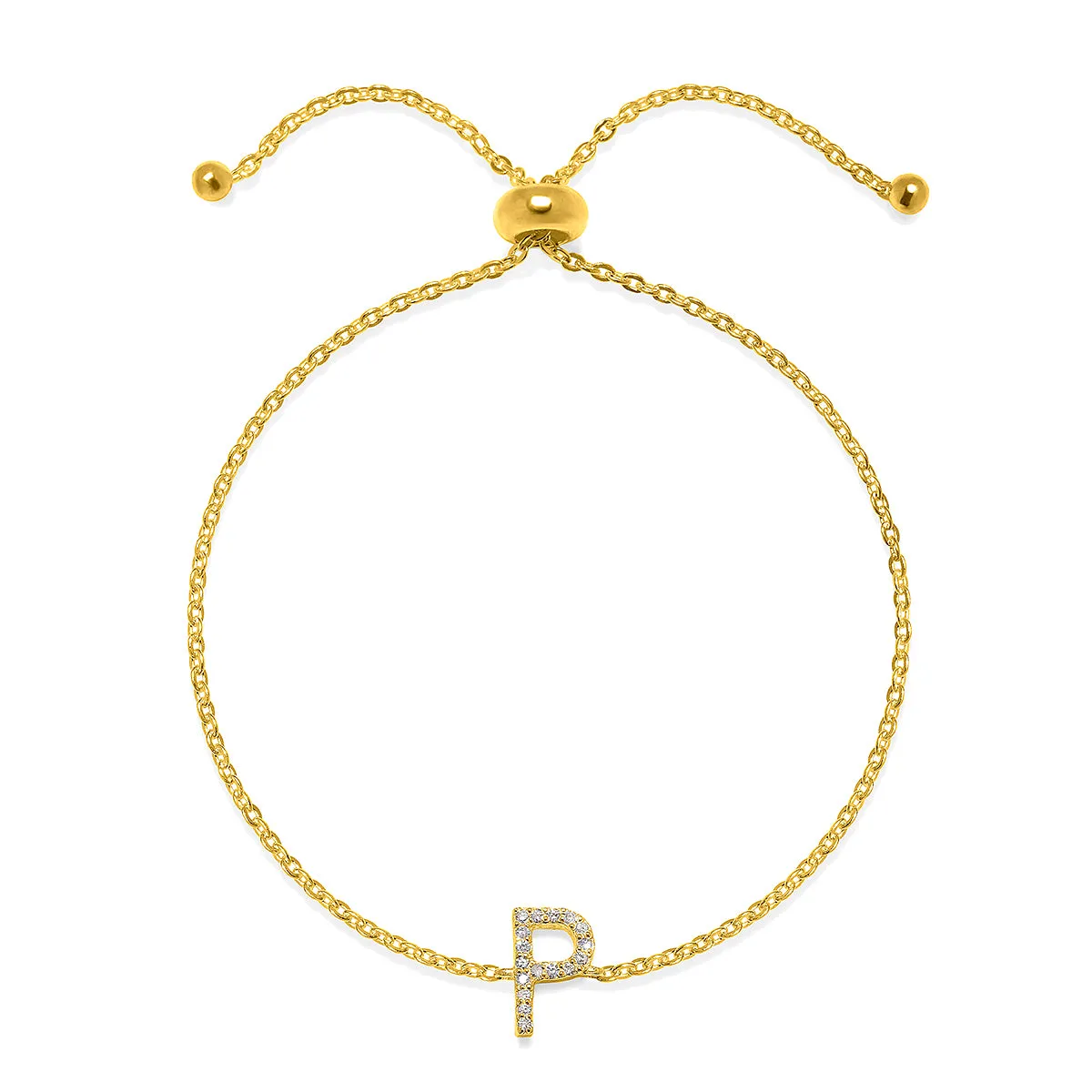 Diamond Initial Bracelet Gold