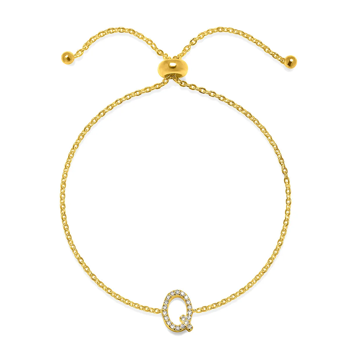 Diamond Initial Bracelet Gold