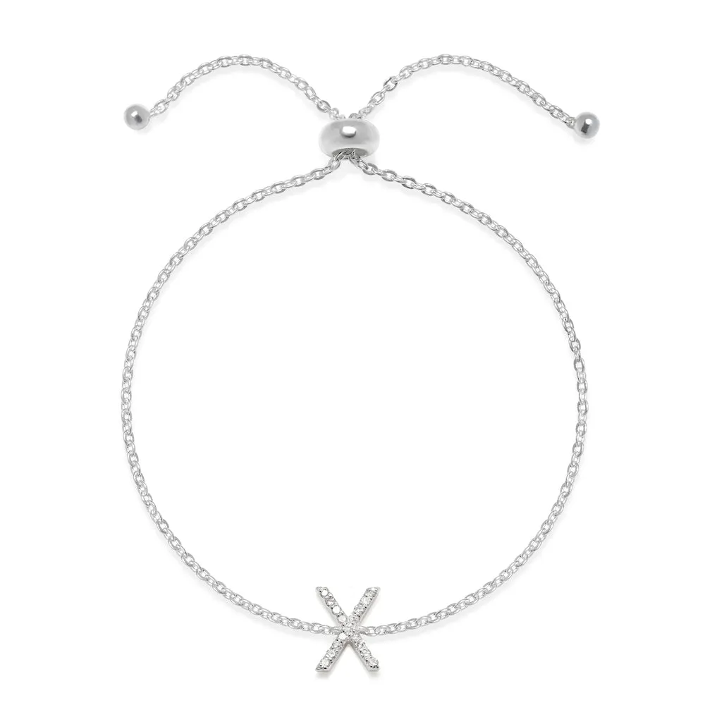 Diamond Initial Bracelet Silver