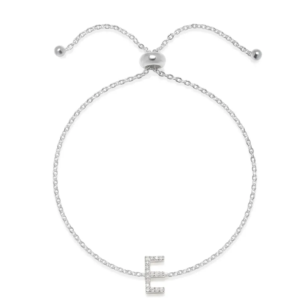 Diamond Initial Bracelet Silver