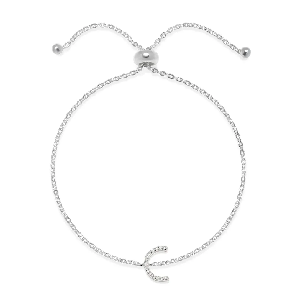 Diamond Initial Bracelet Silver