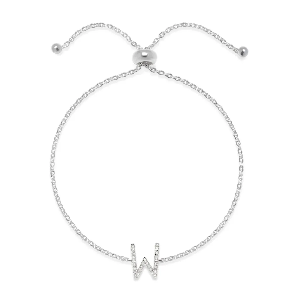 Diamond Initial Bracelet Silver