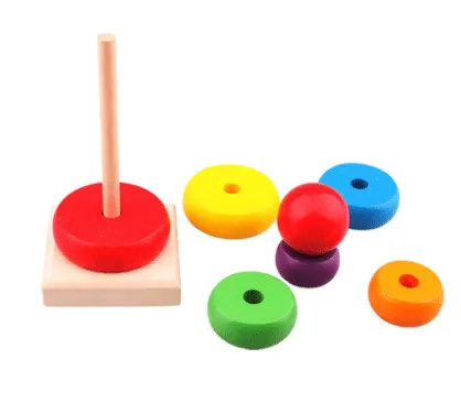 Educational Wooden Rainbow Tower Stacking Rings