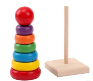 Educational Wooden Rainbow Tower Stacking Rings