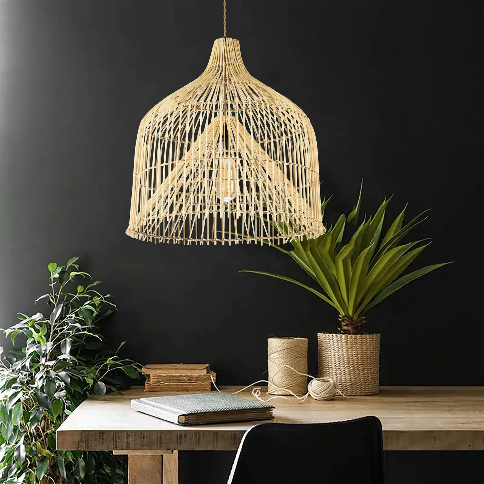 Ele Large Handwoven Rattan Pendant Light By Ele Light & Decor