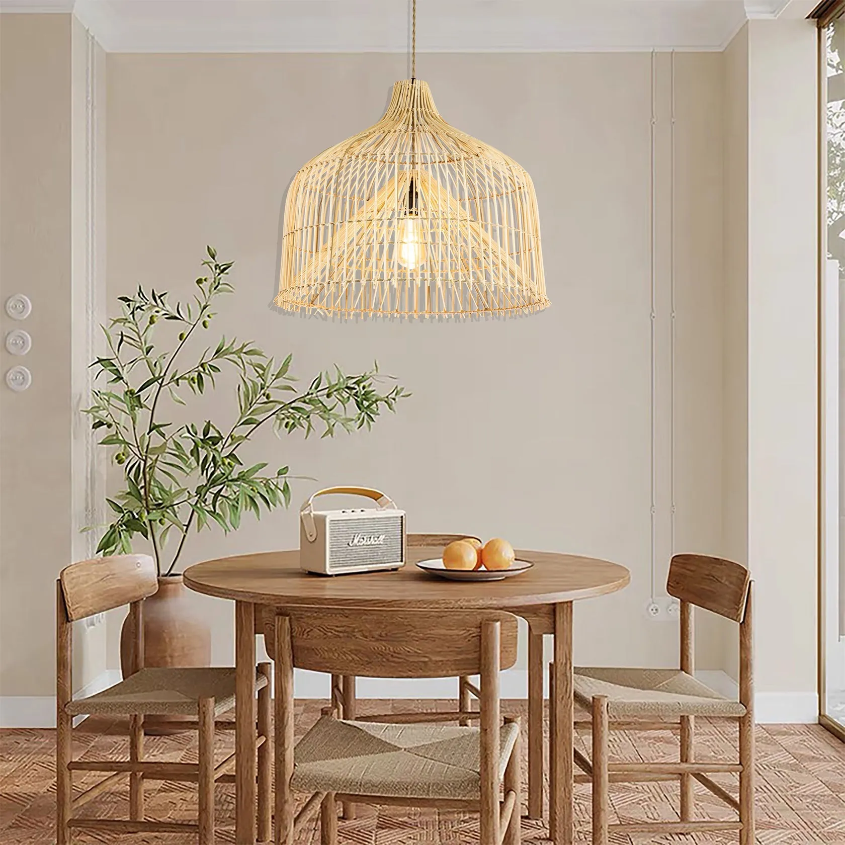 Ele Large Handwoven Rattan Pendant Light By Ele Light & Decor