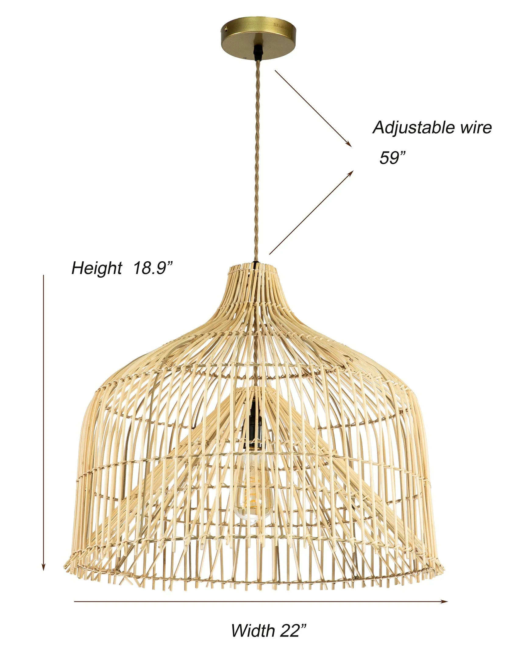 Ele Large Handwoven Rattan Pendant Light By Ele Light & Decor