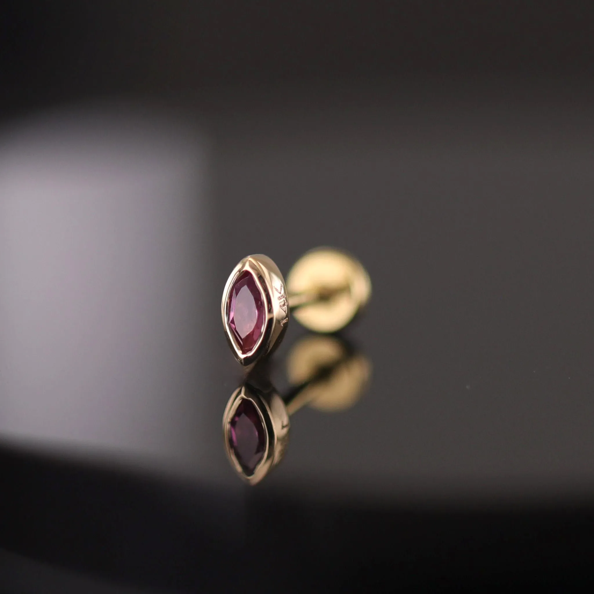 Etta • 14K Gold Tiny Marquise Gemstone Stud