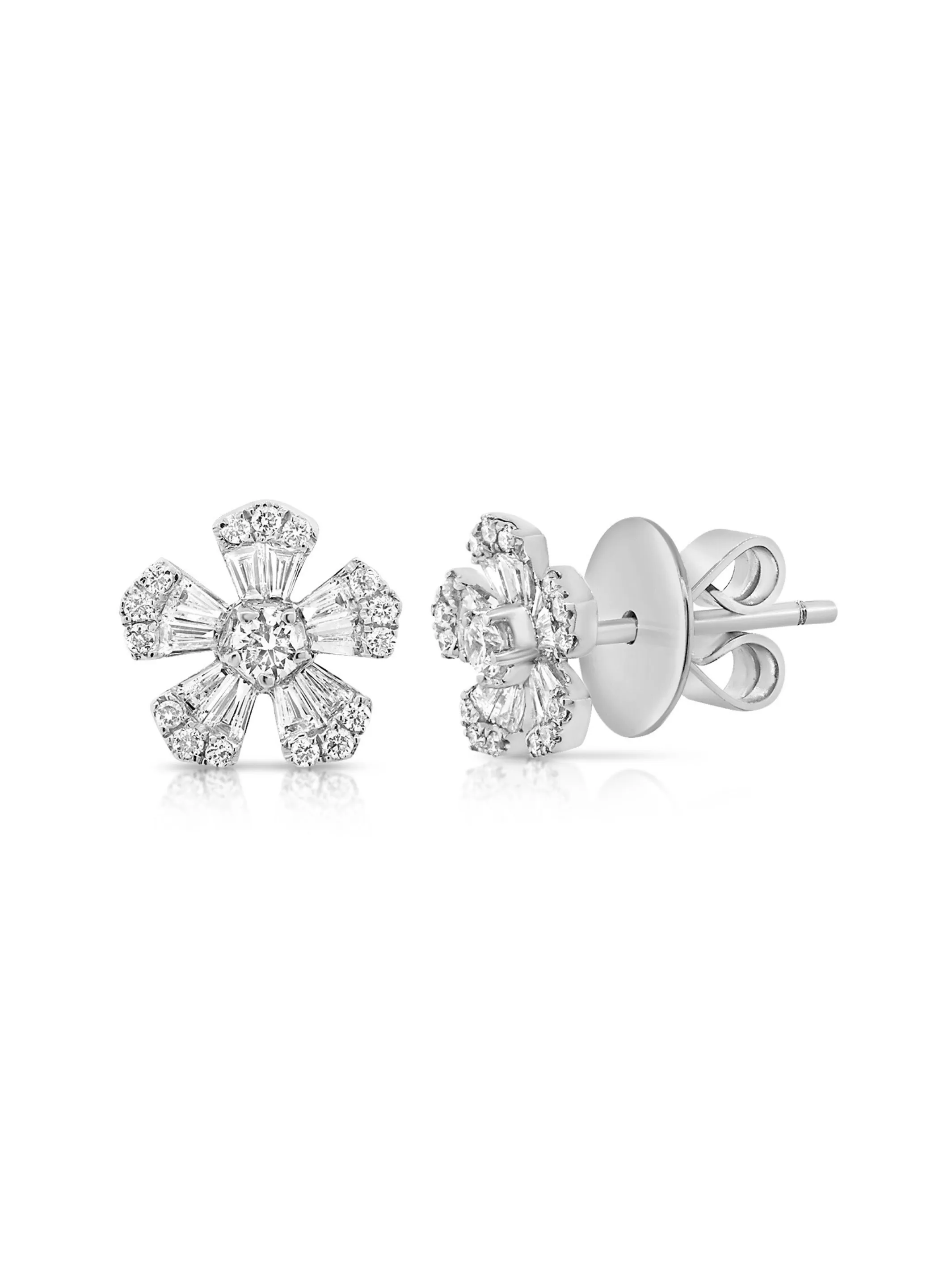 Fancy Flower Stud Earrings 14K