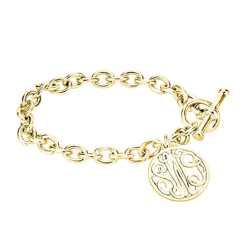 Fink's 20mm Classic Bordered Monogram Toggle Bracelet