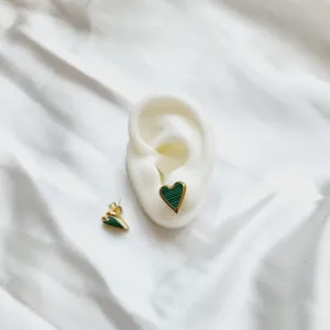 Freya Heart Green Studs